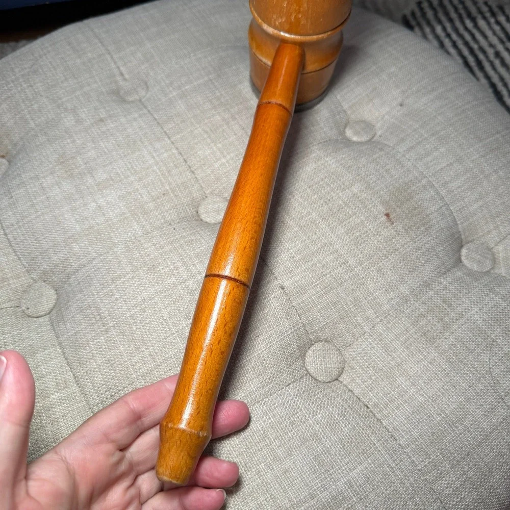 Vintage Dual Face Meat Tenderizer Mallet Wood Handle Farmhouse Kitchen Tool